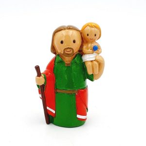Figura san Cristóbal con Niño Jesús, estilo infantil, 8,5 cm