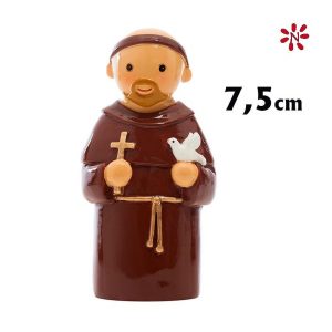 Figura san Francisco de Asís infantil, pintada a mano, 7,5 cm