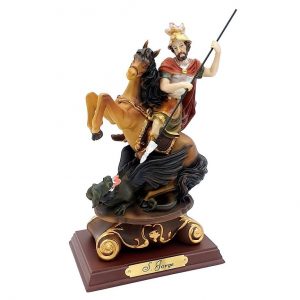 Figura de sant Jordi a cavall, resina pintada a mà, diverses mides