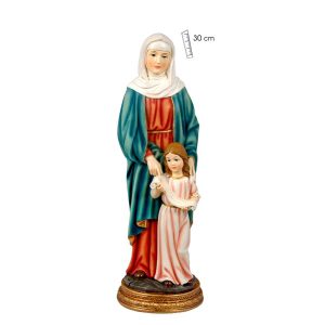 Figura santa Ana con la Virgen María de niña con pergamino, 30 cm