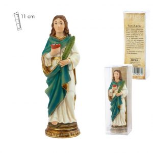 Figura de santa Llúcia, patrona de la vista, caixa plàstic, 11 cm