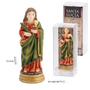 Figura de santa Lucía, patrona modistas, caja de plástico, 13 cm