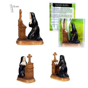 Figura Santa Rita arrodillada en oración, 10 cm