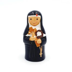 Figura santa Rita de Casia, estilo infantil, resina, 7,5 cm
