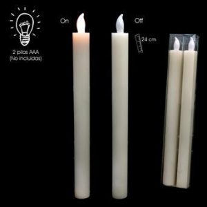 Vela procesión, led con luz, set de dos velas, 24 cm