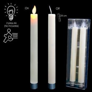 Vela led con luz y movimiento, set de dos velas, 24 cm