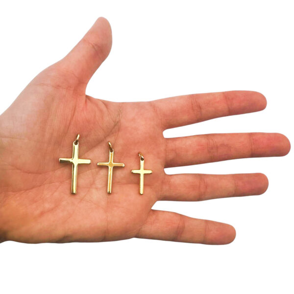 tres medidas cruces baño oro tres micras mano