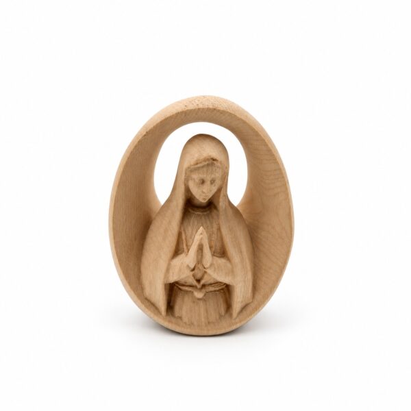 virgen orando madera pino marco ovalado
