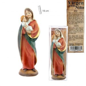 Figura Virgen con el Niño Jesús, 15 cm