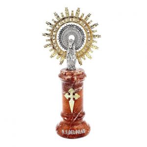 Figura Virgen del Pilar, en alabastro, 11,5 cm